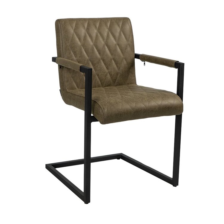 Chaise de salle à manger industrielle éco-cuir Diamond vert