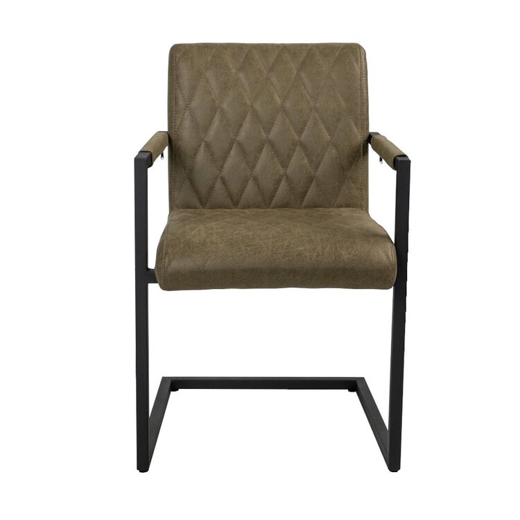 Chaise de salle à manger industrielle éco-cuir Diamond vert