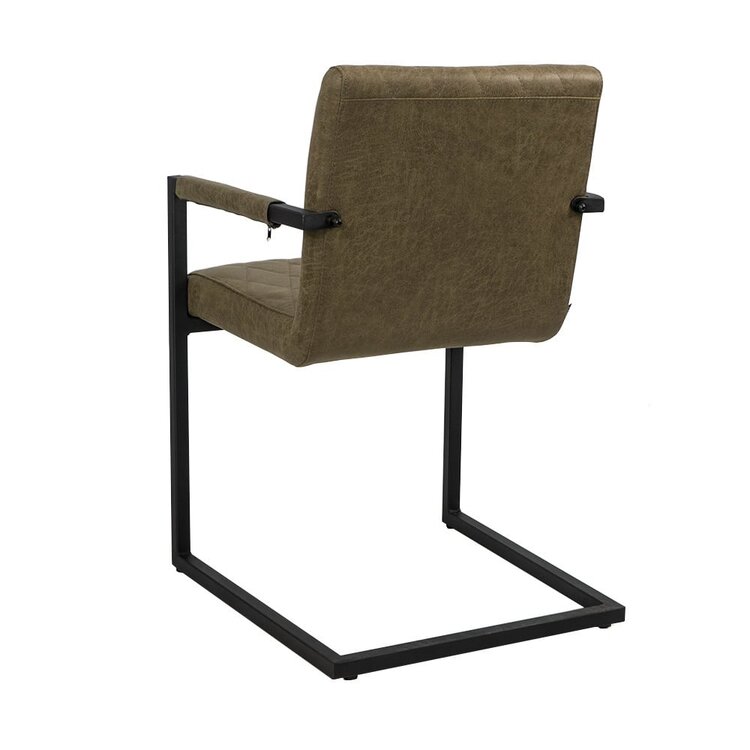 Chaise de salle à manger industrielle éco-cuir Diamond vert