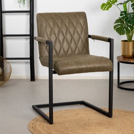 Chaise de salle à manger industrielle éco-cuir Diamond vert