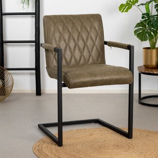 Chaise de salle à manger industrielle éco-cuir Diamond vert