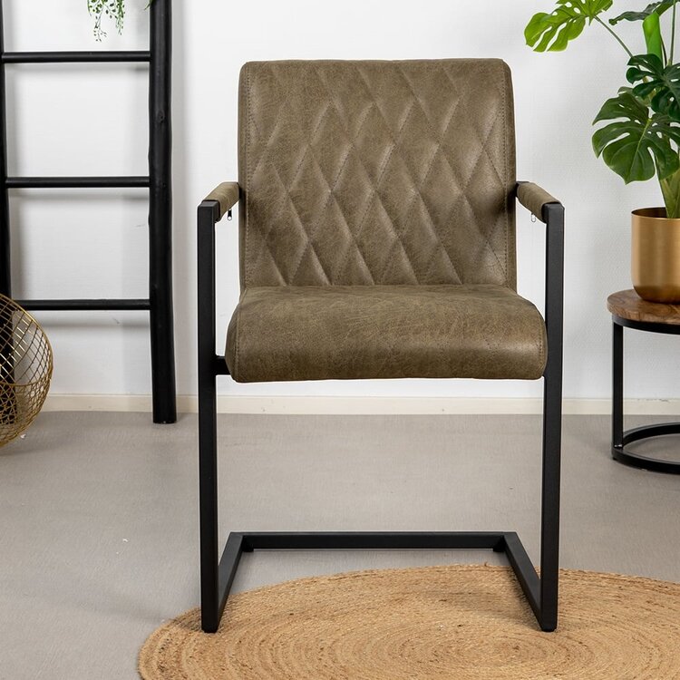 Chaise de salle à manger industrielle éco-cuir Diamond vert