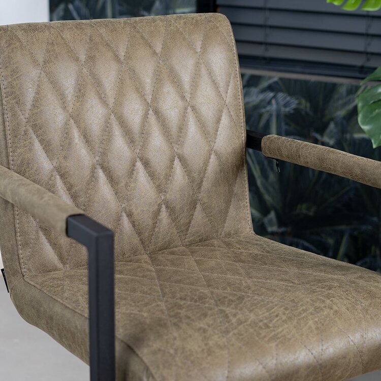 Chaise de salle à manger industrielle éco-cuir Diamond vert