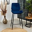 Tabouret de bar velours Toby bleu 71 cm