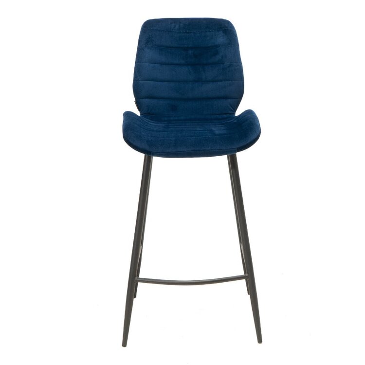 Tabouret de bar velours Toby bleu 71 cm