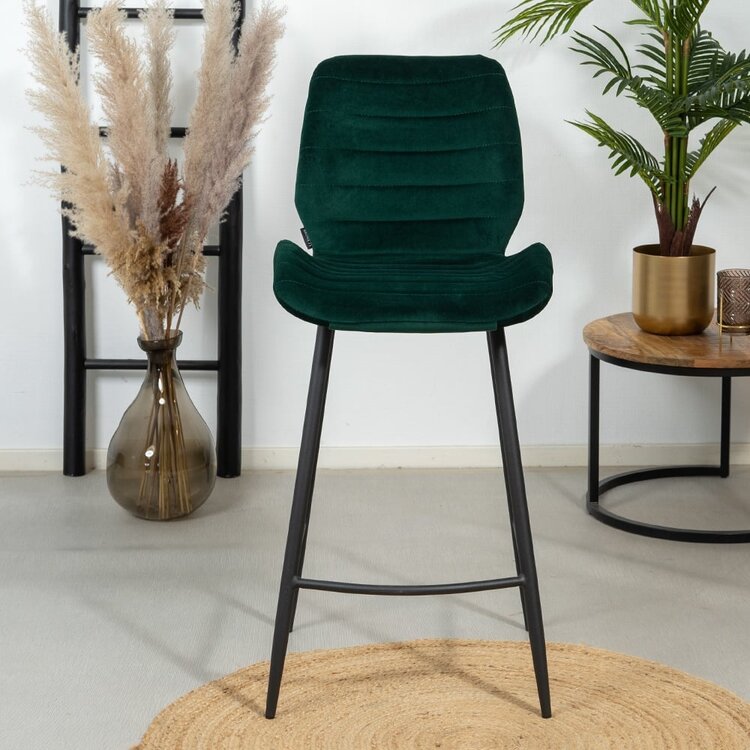 Tabouret de bar velours Toby vert 71 cm