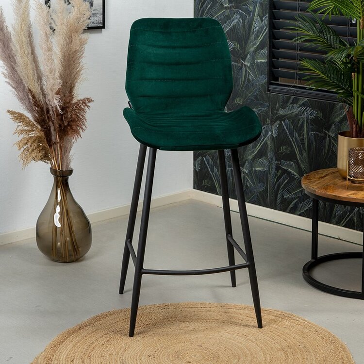 Tabouret de bar velours Toby vert 71 cm