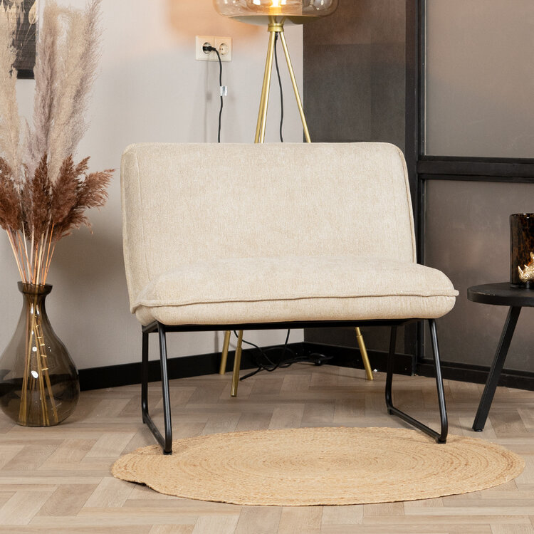 Fauteuil scandinave Merle tissu mélange taupe