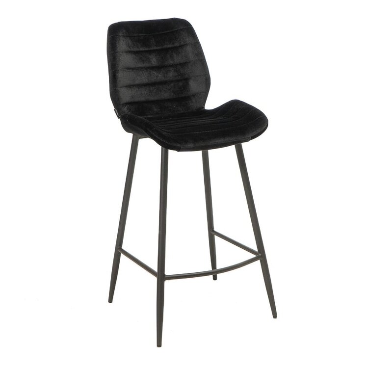 Tabouret de bar velours Toby noir 71 cm
