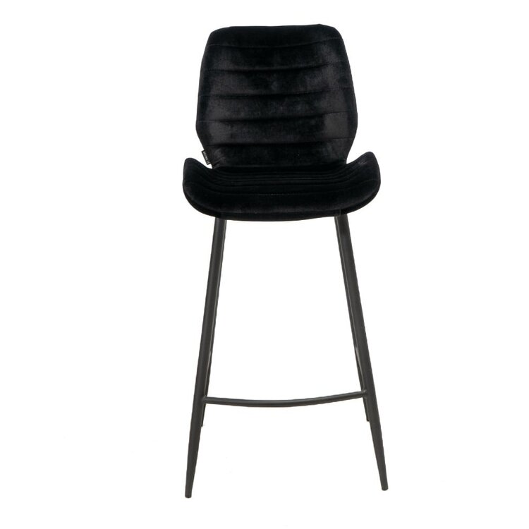 Tabouret de bar velours Toby noir 71 cm