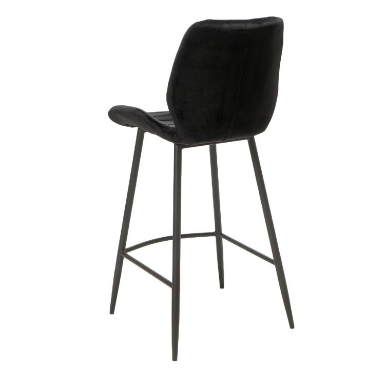 Tabouret de bar velours Toby noir 71 cm