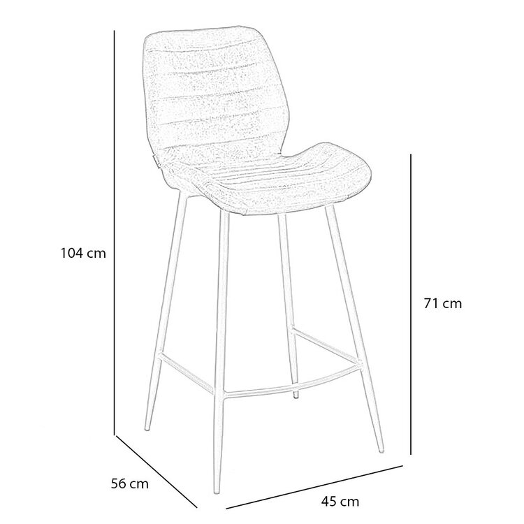 Tabouret de bar velours Toby noir 71 cm
