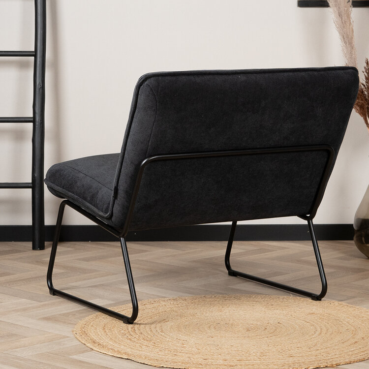 Fauteuil scandinave Merle tissu mélange noir