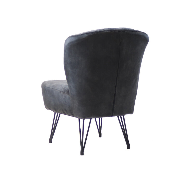Fauteuil velours Else anthracite