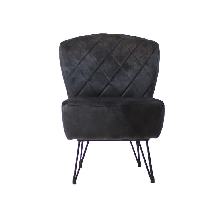 Fauteuil velours Else anthracite