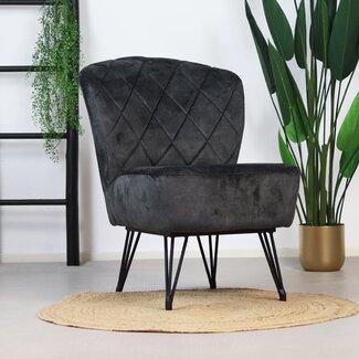 Fauteuil velours Else anthracite