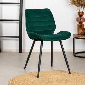 Chaise de salle à manger velours Toby vert