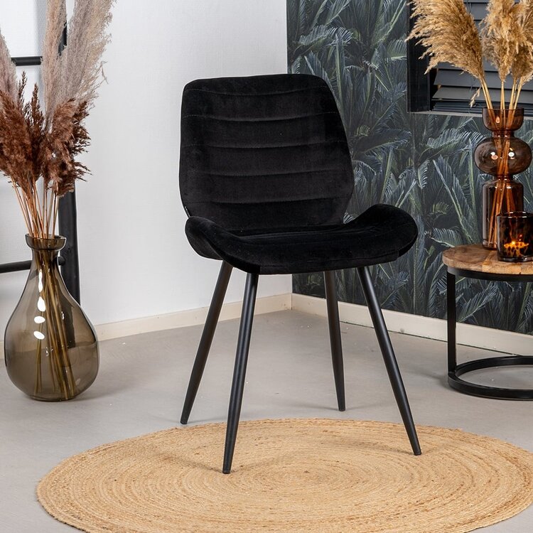 Chaise de salle à manger velours Toby noir