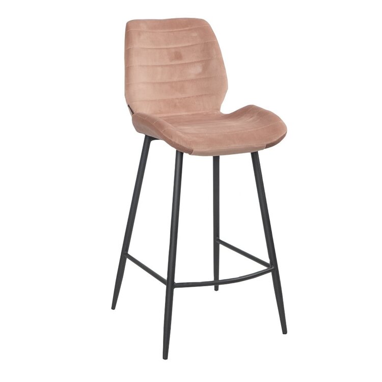 Tabouret de bar velours Toby rose 71 cm