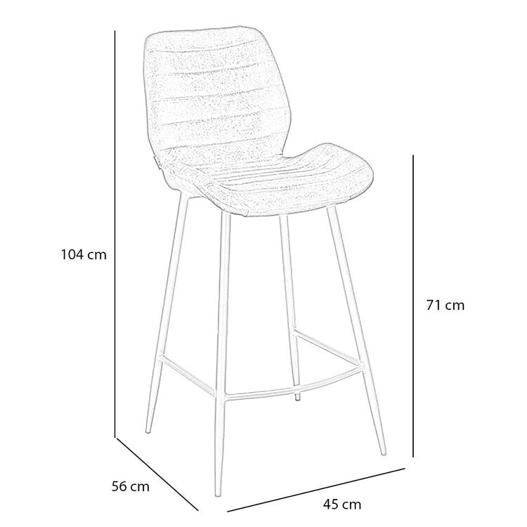 Tabouret de bar velours Toby rose 71 cm