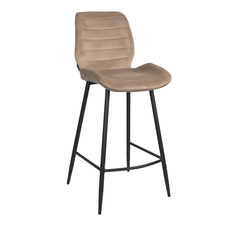 Tabouret de bar velours Toby taupe 71 cm