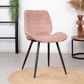 Chaise de salle à manger velours Toby rose