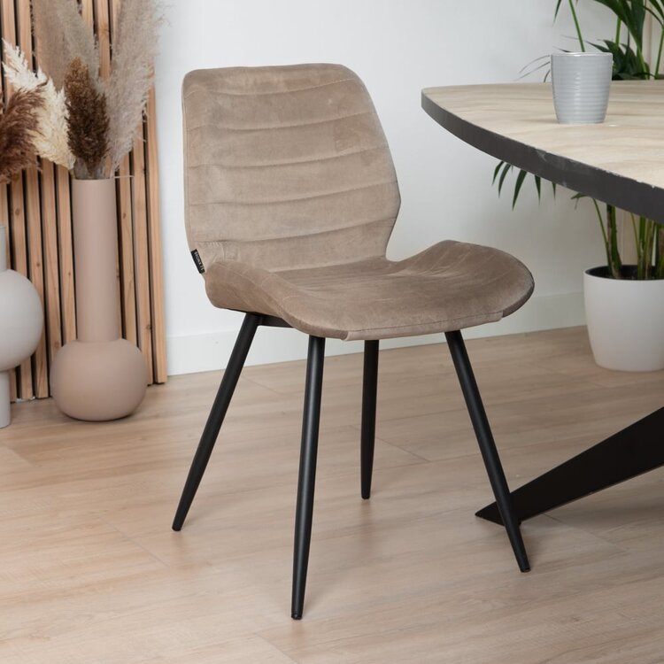 Chaise de salle à manger velours Toby taupe