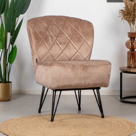 Fauteuil velours Else taupe
