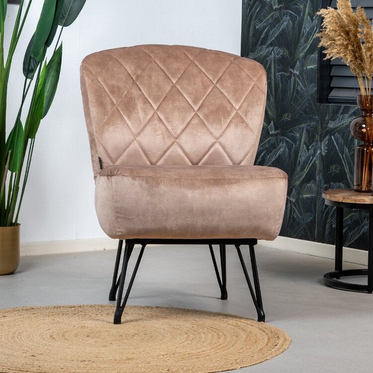 Fauteuil velours Else taupe