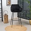 Tabouret de bar velours Fiona noir 65-78 cm