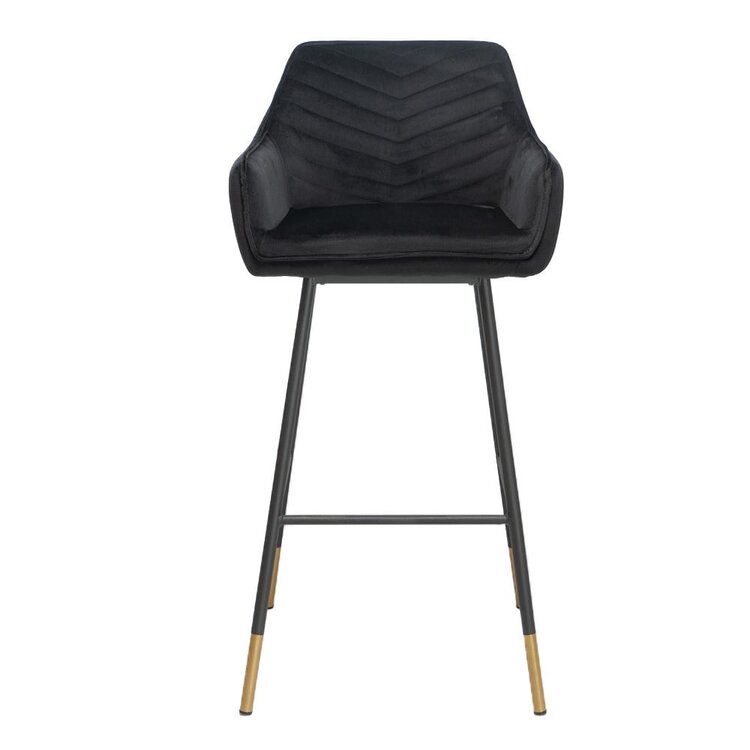 Tabouret de bar velours Fiona noir 65-78 cm