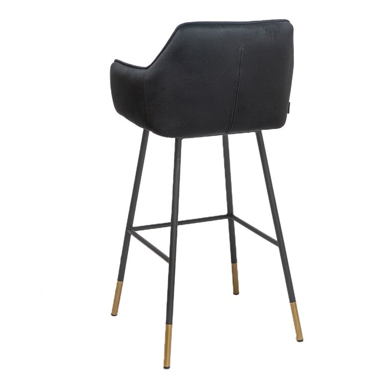 Tabouret de bar velours Fiona noir 65-78 cm