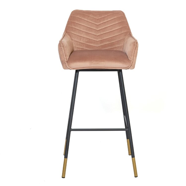 Tabouret de bar velours Fiona rose 65-78 cm