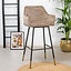 Tabouret de bar velours Fiona taupe 65-78 cm