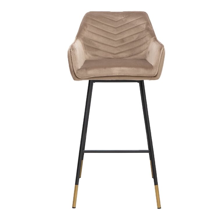 Tabouret de bar velours Fiona taupe 65-78 cm