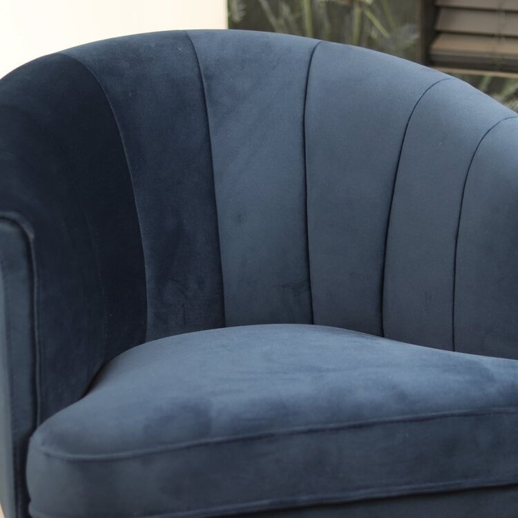 Fauteuil velours Amy bleu