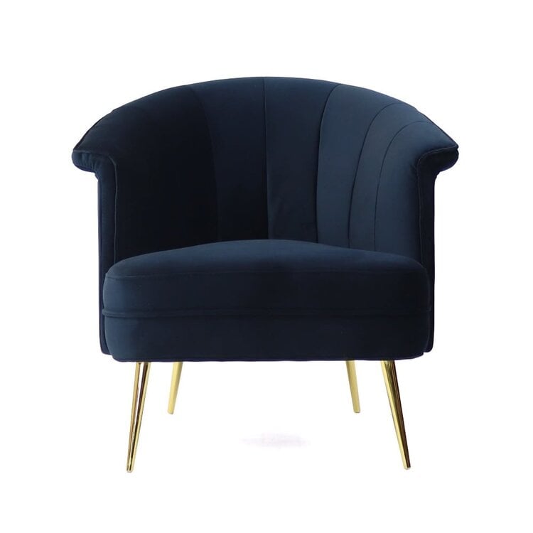 Fauteuil velours Amy bleu