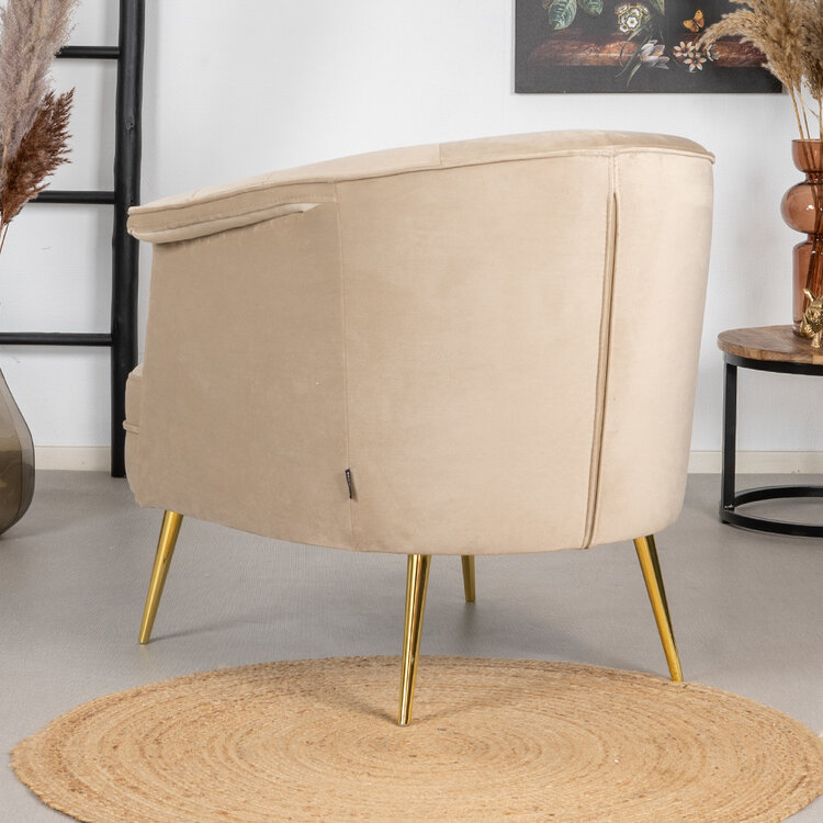 Fauteuil velours Amy champagne