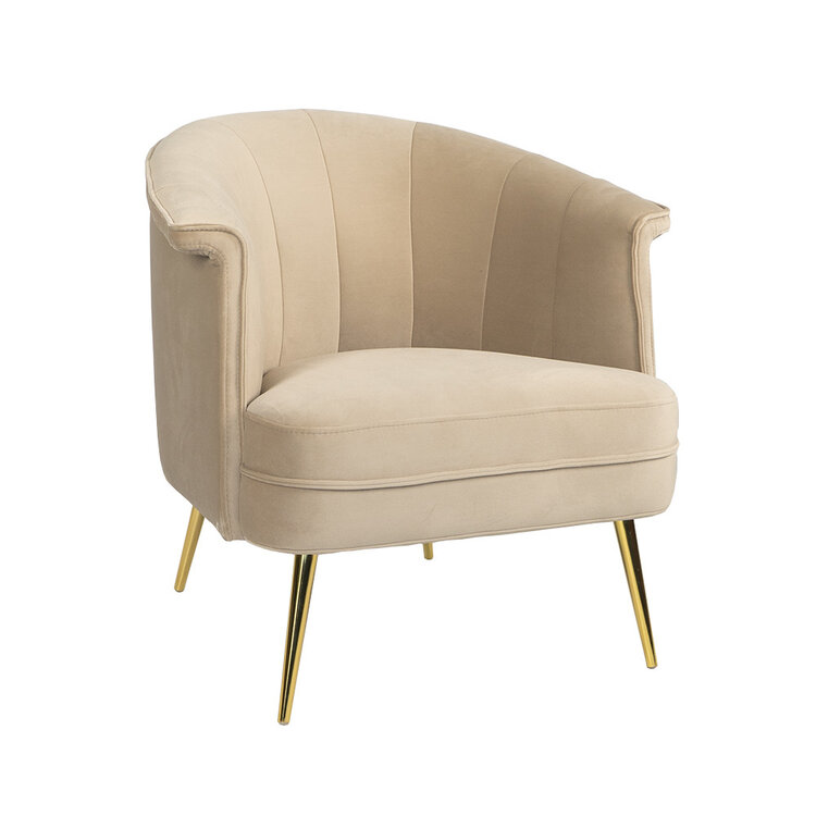 Fauteuil velours Amy champagne