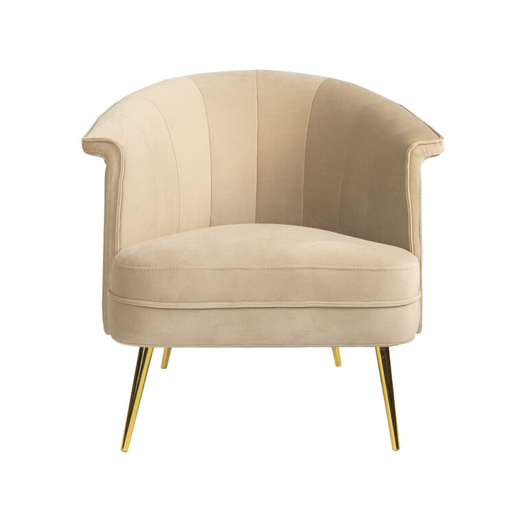 Fauteuil velours Amy champagne