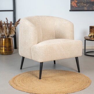 Fauteuil bouclette Teddy Nora taupe