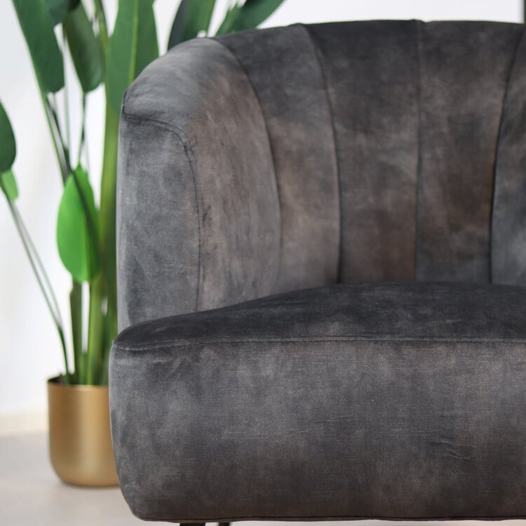 Fauteuil velours Billy anthracite