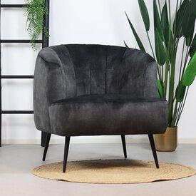 Fauteuil velours Billy anthracite