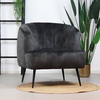 Fauteuil velours Billy anthracite