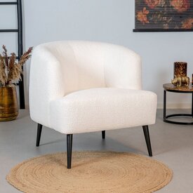 Fauteuil bouclette Teddy Nora blanc