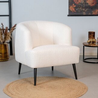 Fauteuil bouclette Teddy Nora blanc