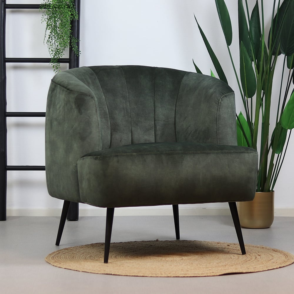 Fauteuil velours Billy vert