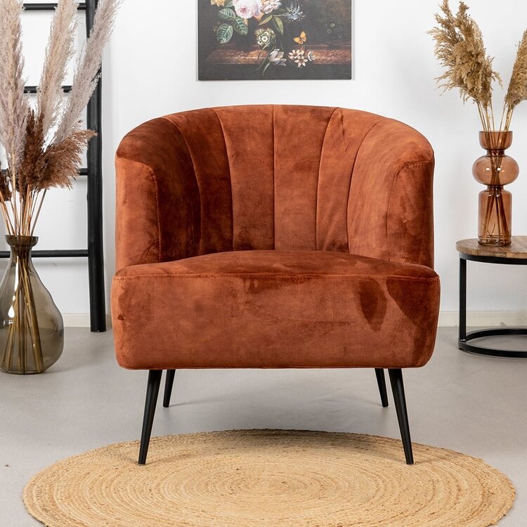 Fauteuil velours Billy cuivre