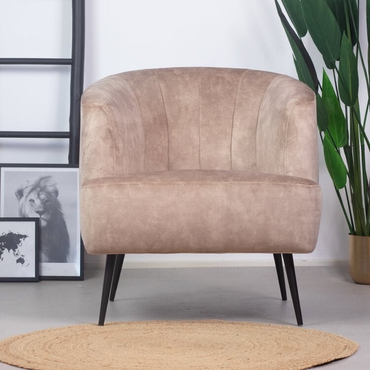 Fauteuil velours Billy taupe