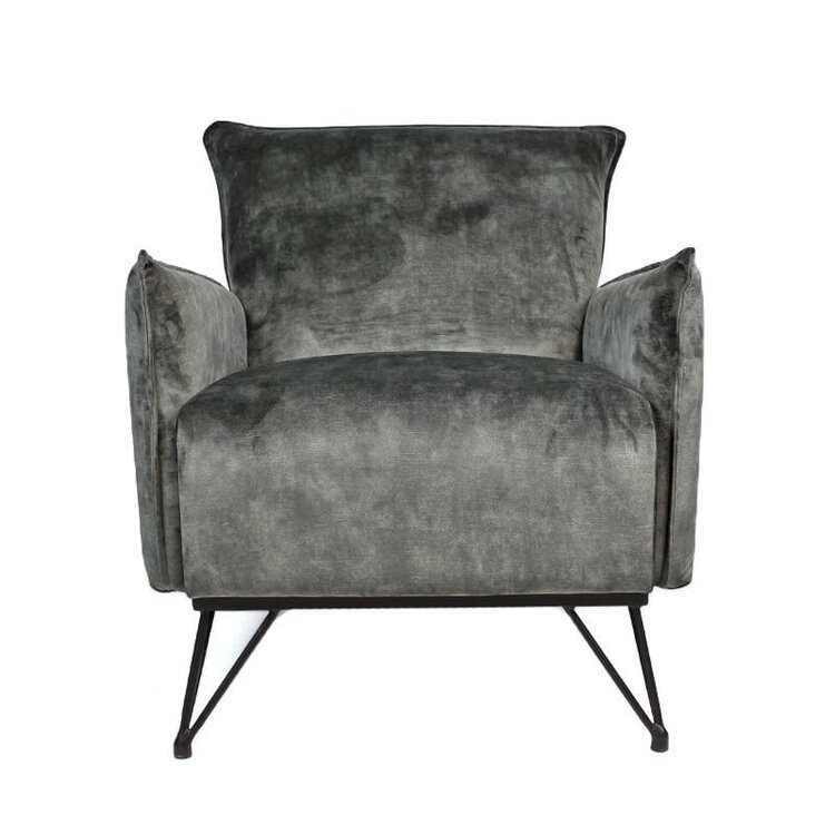Fauteuil velours Mika gris